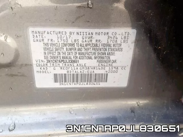 3N1CN7AP0JL830651 фото 2