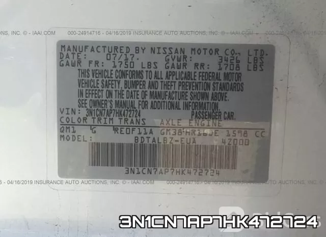 3N1CN7AP7HK472724 фото 9