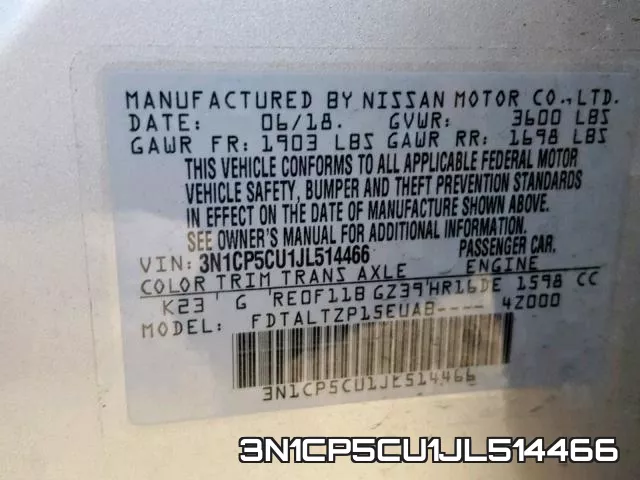 3N1CP5CU1JL514466 фото 2