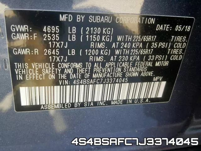 4S4BSAFC7J3374045 фото 2
