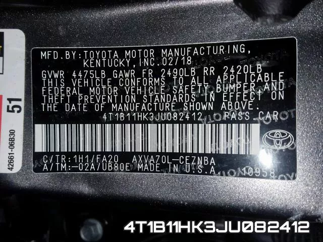 4T1B11HK3JU082412 фото 2