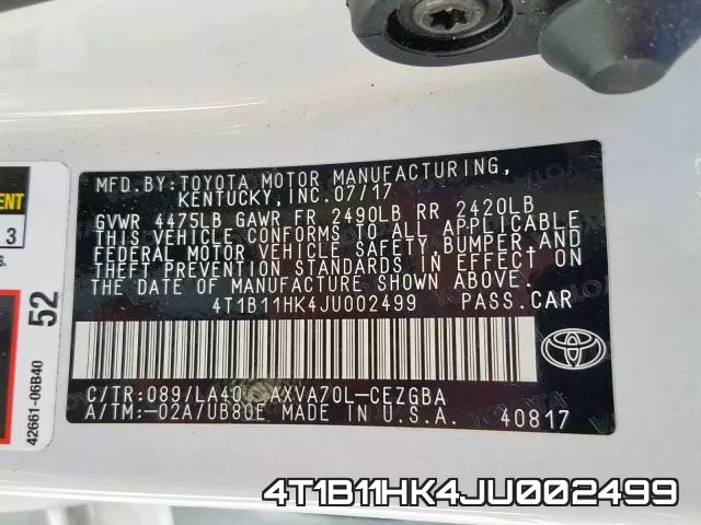4T1B11HK4JU002499 фото 2