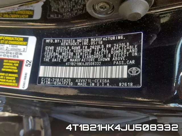 4T1B21HK4JU508332 фото 2