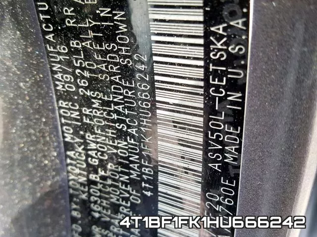 4T1BF1FK1HU666242 фото 2