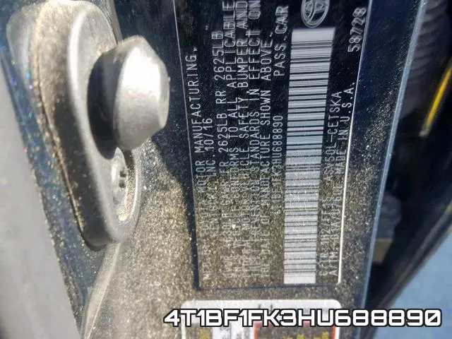 4T1BF1FK3HU688890 фото 2