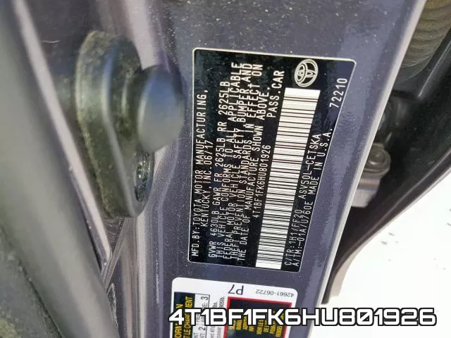 4T1BF1FK6HU801926 фото 2