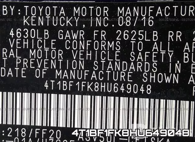 4T1BF1FK8HU649048 фото 10
