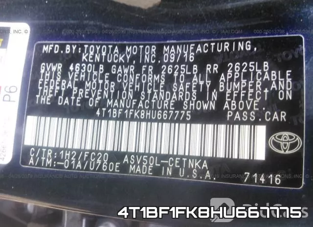 4T1BF1FK8HU667775 фото 10