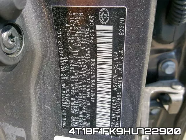 4T1BF1FK9HU722900 фото 2