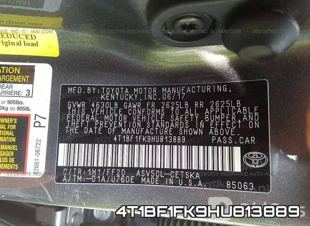 4T1BF1FK9HU813889 фото 10