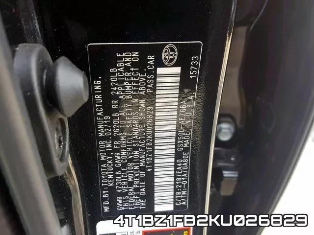 4T1BZ1FB2KU026829 фото 2