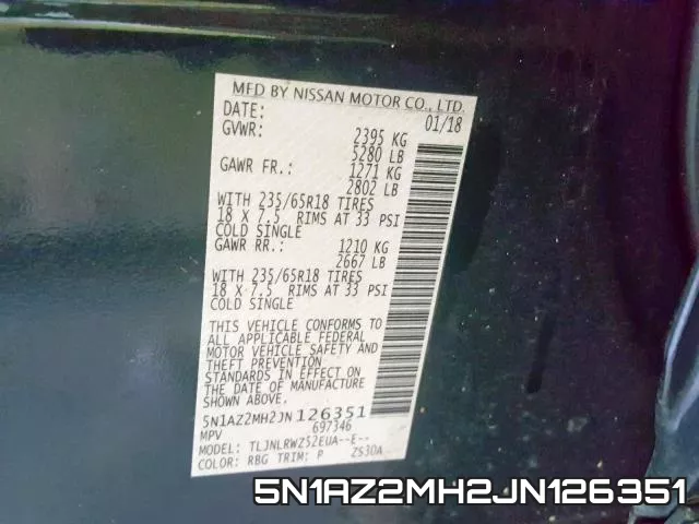 5N1AZ2MH2JN126351 фото 2