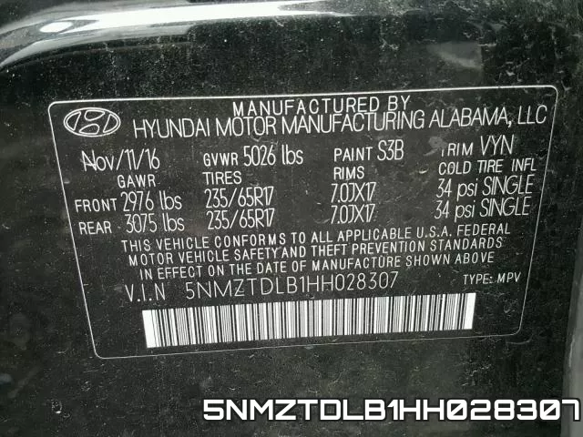 5NMZTDLB1HH028307 фото 2