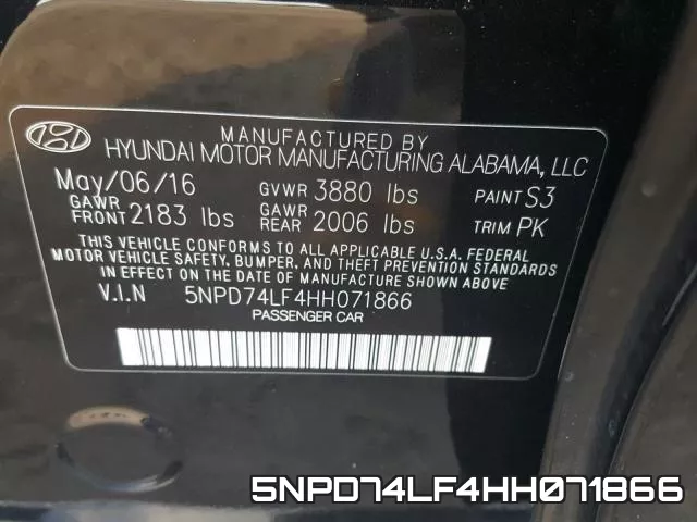 5NPD74LF4HH071866 фото 2