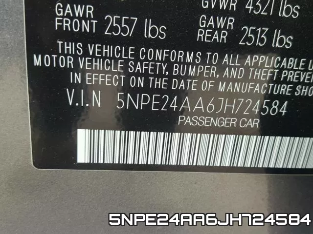 5NPE24AA6JH724584 фото 2