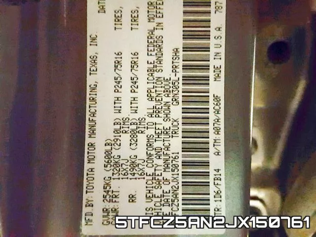 5TFCZ5AN2JX150761 фото 2