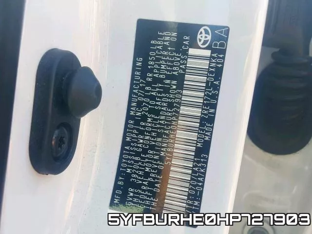 5YFBURHE0HP727903 фото 2