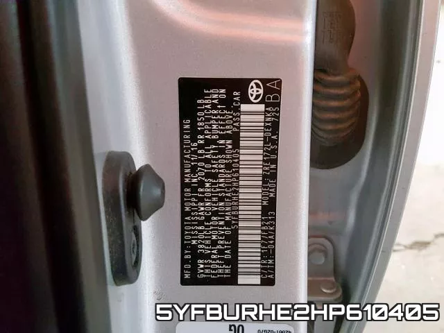 5YFBURHE2HP610405 фото 2