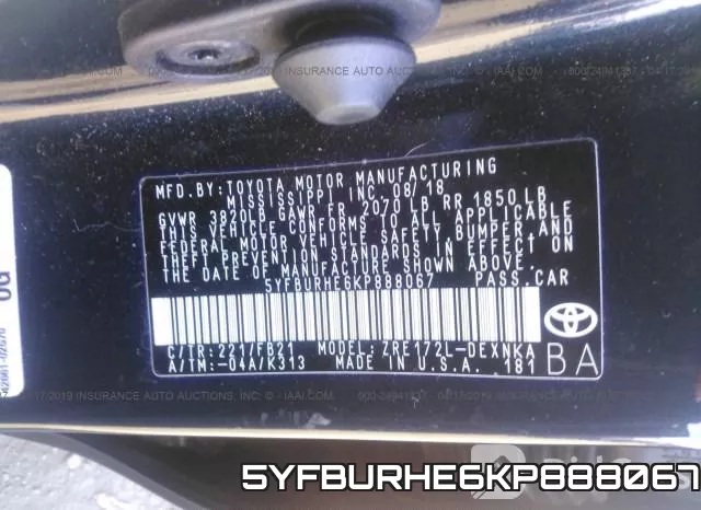 5YFBURHE6KP888067 фото 10