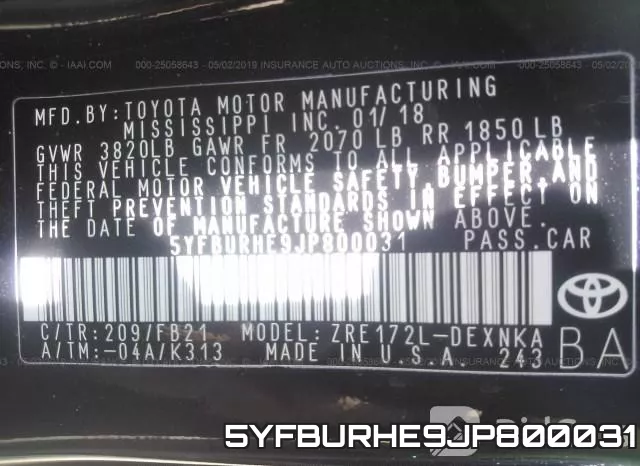 5YFBURHE9JP800031 фото 10
