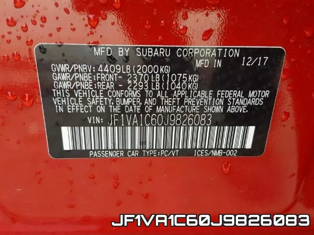 JF1VA1C60J9826083 фото 2