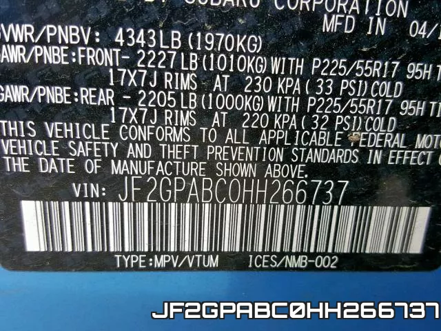 JF2GPABC0HH266737 фото 2