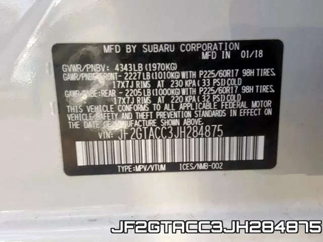 JF2GTACC3JH284875 фото 2