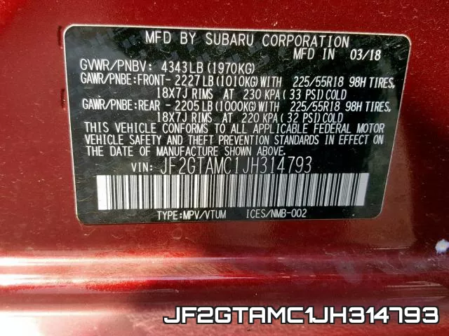 JF2GTAMC1JH314793 фото 2