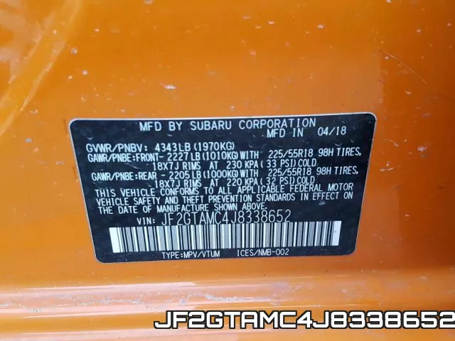 JF2GTAMC4J8338652 фото 2