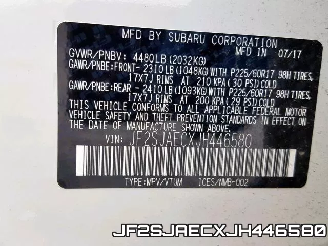JF2SJAECXJH446580 фото 2