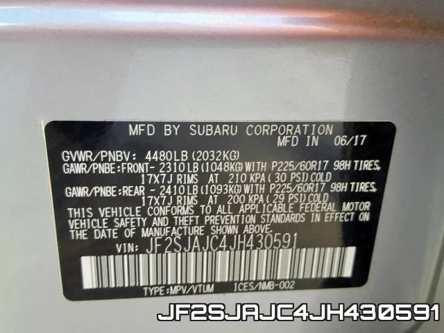 JF2SJAJC4JH430591 фото 2