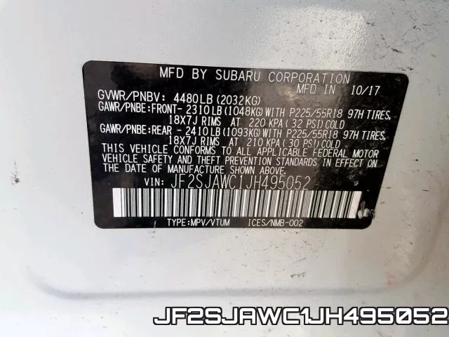 JF2SJAWC1JH495052 фото 2