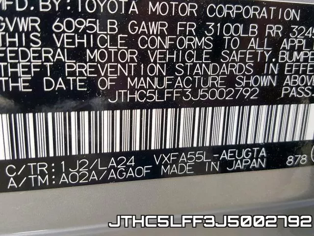 JTHC5LFF3J5002792 фото 2