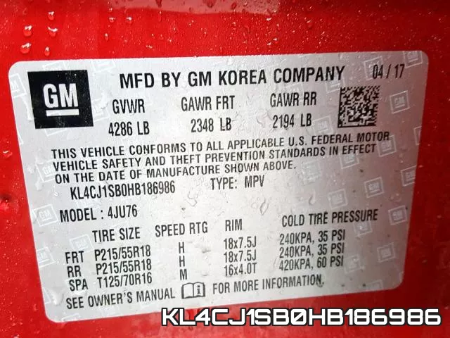 KL4CJ1SB0HB186986 фото 2