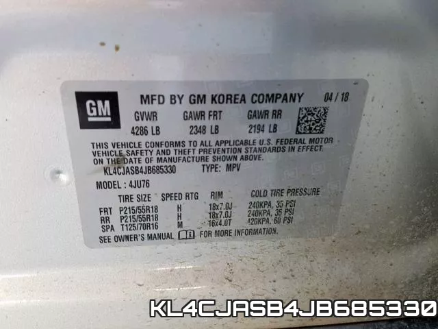 KL4CJASB4JB685330 фото 2