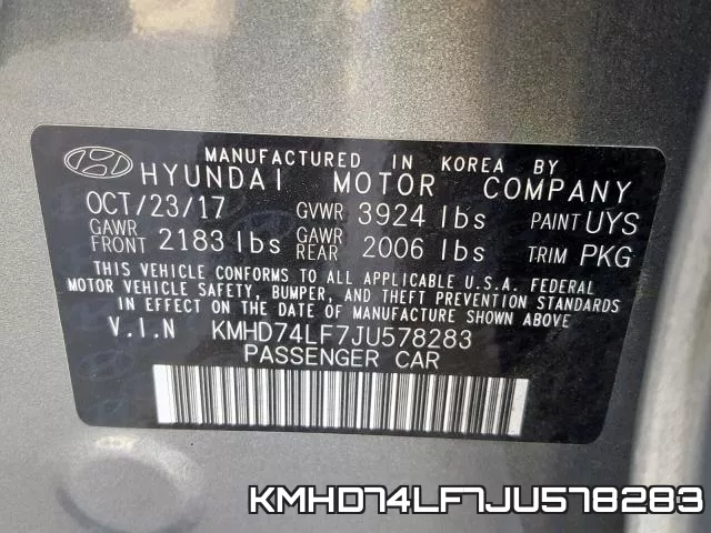 KMHD74LF7JU578283 фото 2