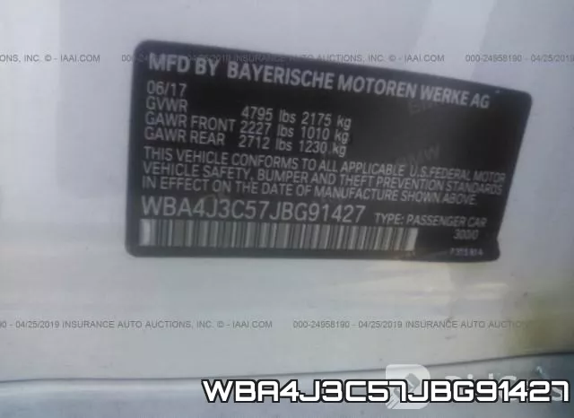 WBA4J3C57JBG91427 фото 10