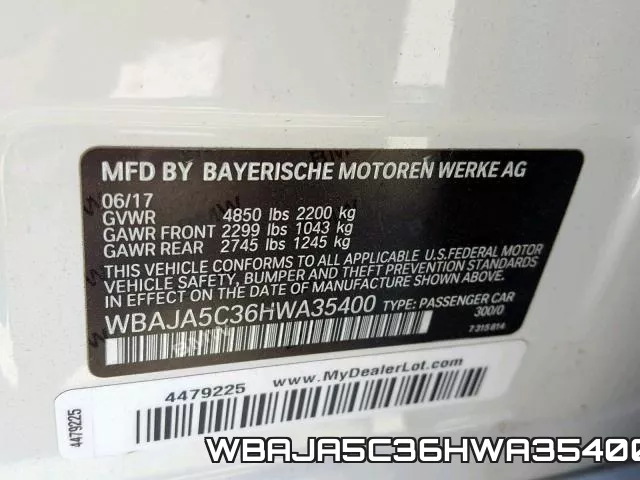 WBAJA5C36HWA35400 фото 2