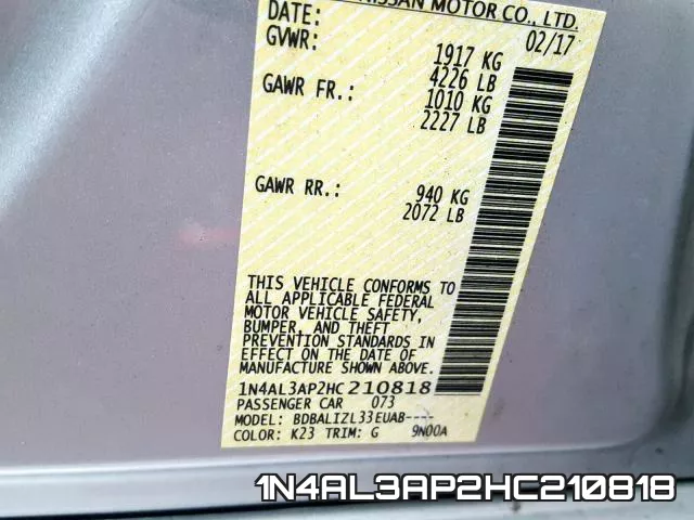 1N4AL3AP2HC210818 фото 2