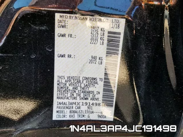 1N4AL3AP4JC191498 фото 2