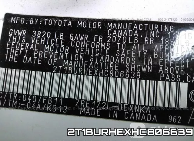 2T1BURHEXHC806639 фото 9