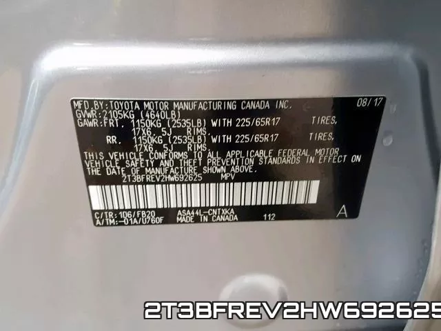 2T3BFREV2HW692625 фото 2