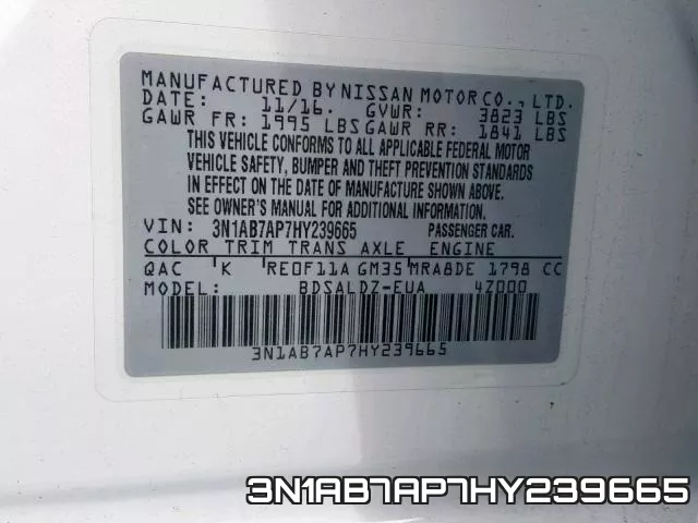 3N1AB7AP7HY239665 фото 2