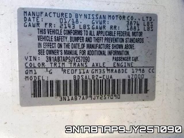 3N1AB7AP9JY257090 фото 2