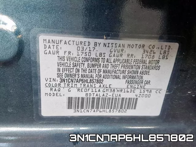 3N1CN7AP6HL857802 фото 2