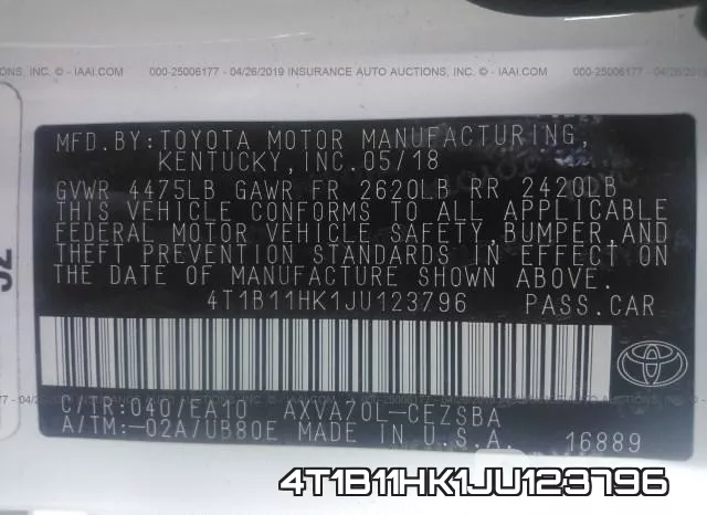 4T1B11HK1JU123796 фото 10