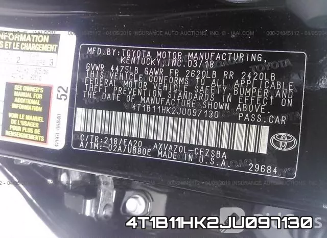 4T1B11HK2JU097130 фото 10