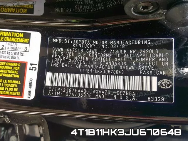 4T1B11HK3JU670648 фото 2