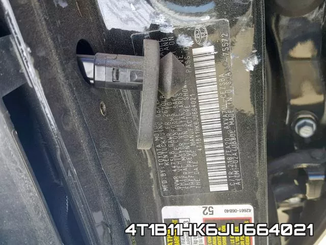 4T1B11HK6JU664021 фото 2