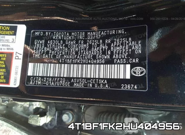 4T1BF1FK2HU404956 фото 10